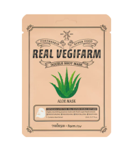 Тканевая маска для лица с экстрактом алоэ ForTheSkin & FarmStay Super Food Real Vegifarm Double Shot Mask Aloe (Оригинал)